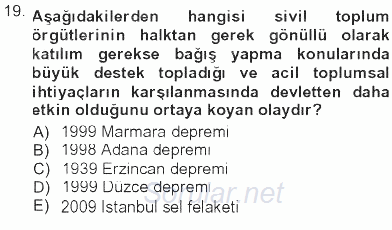 Yeni Toplumsal Hareketler 2012 - 2013 Tek Ders Sınavı 19.Soru