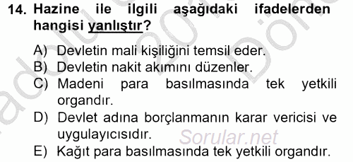 Ekonominin Güncel Sorunları 2013 - 2014 Dönem Sonu Sınavı 14.Soru