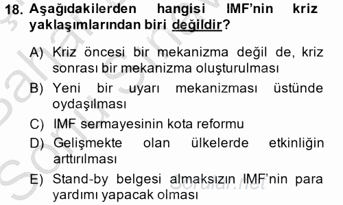 Ekonominin Güncel Sorunları 2013 - 2014 Dönem Sonu Sınavı 18.Soru