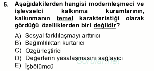 Ekonominin Güncel Sorunları 2013 - 2014 Dönem Sonu Sınavı 5.Soru