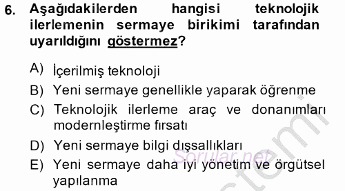 Ekonominin Güncel Sorunları 2013 - 2014 Dönem Sonu Sınavı 6.Soru