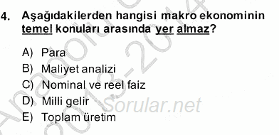 Turizm Ekonomisi 2013 - 2014 Ara Sınavı 4.Soru
