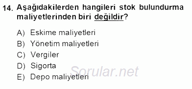 Perakendecilikte Ürün Yönetimi 2014 - 2015 Dönem Sonu Sınavı 14.Soru