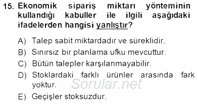 Perakendecilikte Ürün Yönetimi 2014 - 2015 Dönem Sonu Sınavı 15.Soru
