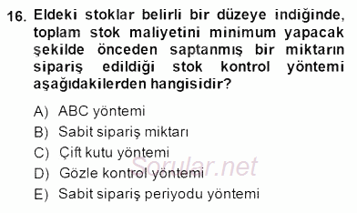 Perakendecilikte Ürün Yönetimi 2014 - 2015 Dönem Sonu Sınavı 16.Soru