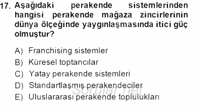 Perakendecilikte Ürün Yönetimi 2014 - 2015 Dönem Sonu Sınavı 17.Soru