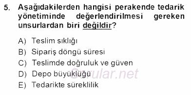 Perakendecilikte Ürün Yönetimi 2014 - 2015 Dönem Sonu Sınavı 5.Soru
