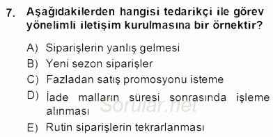 Perakendecilikte Ürün Yönetimi 2014 - 2015 Dönem Sonu Sınavı 7.Soru