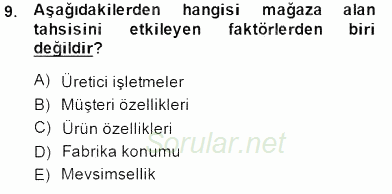 Perakendecilikte Ürün Yönetimi 2014 - 2015 Dönem Sonu Sınavı 9.Soru