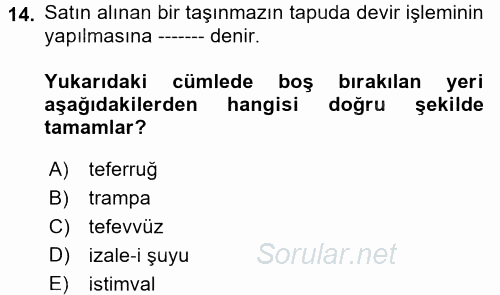 Kamu Mali Yönetimi 2017 - 2018 Dönem Sonu Sınavı 14.Soru