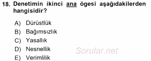 Kamu Mali Yönetimi 2017 - 2018 Dönem Sonu Sınavı 18.Soru