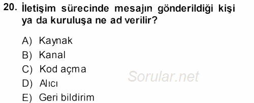 Spor ve Medya İlişkisi 2013 - 2014 Ara Sınavı 20.Soru