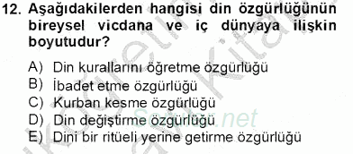 İnsan Hakları Ve Kamu Özgürlükleri 2013 - 2014 Tek Ders Sınavı 12.Soru