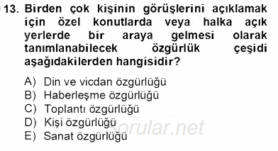 İnsan Hakları Ve Kamu Özgürlükleri 2013 - 2014 Tek Ders Sınavı 13.Soru