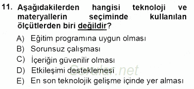 İng. Öğretmenliğinde Öğretim Teknolojileri Ve Materyal Tasarımı 1 2012 - 2013 Ara Sınavı 11.Soru