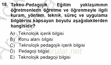 İng. Öğretmenliğinde Öğretim Teknolojileri Ve Materyal Tasarımı 1 2012 - 2013 Ara Sınavı 18.Soru