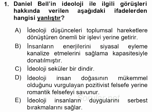 Çağdaş Sosyoloji Kuramları 2015 - 2016 Dönem Sonu Sınavı 1.Soru