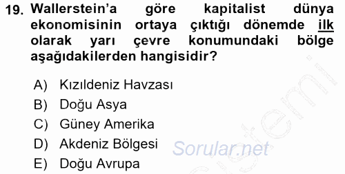 Çağdaş Sosyoloji Kuramları 2015 - 2016 Dönem Sonu Sınavı 19.Soru