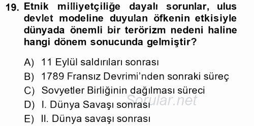 Suç Sosyolojisi 2014 - 2015 Dönem Sonu Sınavı 19.Soru