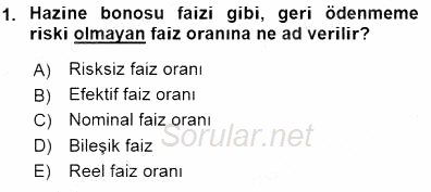 Girişim Finansmanı 2015 - 2016 Dönem Sonu Sınavı 1.Soru