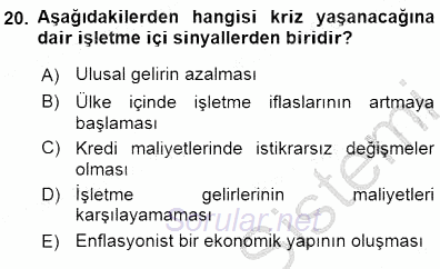 Girişim Finansmanı 2015 - 2016 Dönem Sonu Sınavı 20.Soru