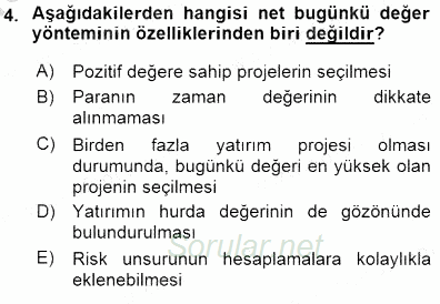 Girişim Finansmanı 2015 - 2016 Dönem Sonu Sınavı 4.Soru