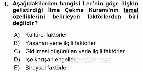 Kent Sosyolojisi 2016 - 2017 Ara Sınavı 1.Soru