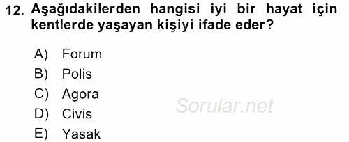 Kent Sosyolojisi 2016 - 2017 Ara Sınavı 12.Soru