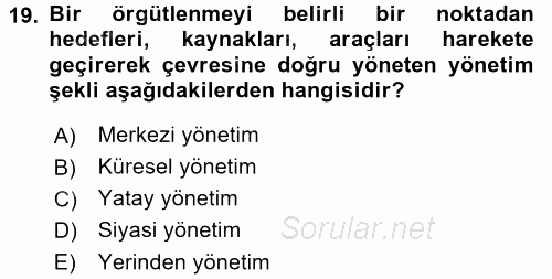 Kent Sosyolojisi 2016 - 2017 Ara Sınavı 19.Soru