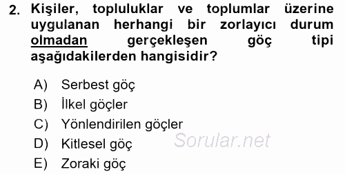Kent Sosyolojisi 2016 - 2017 Ara Sınavı 2.Soru