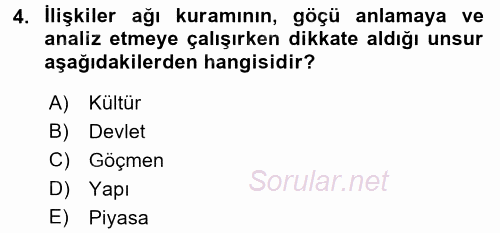 Kent Sosyolojisi 2016 - 2017 Ara Sınavı 4.Soru