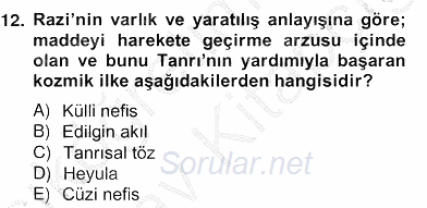 Ortaçağ Felsefesi 2 2012 - 2013 Ara Sınavı 12.Soru