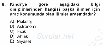 Ortaçağ Felsefesi 2 2012 - 2013 Ara Sınavı 9.Soru