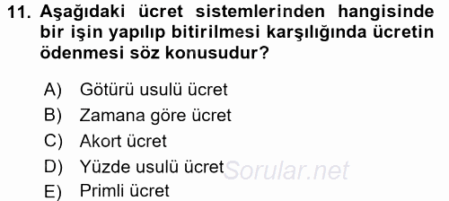 Ön Muhasebe Yazılımları Ve Kullanımı 2016 - 2017 3 Ders Sınavı 11.Soru