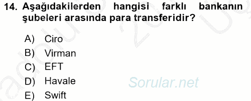 Ön Muhasebe Yazılımları Ve Kullanımı 2016 - 2017 3 Ders Sınavı 14.Soru