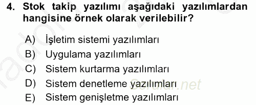 Ön Muhasebe Yazılımları Ve Kullanımı 2016 - 2017 3 Ders Sınavı 4.Soru