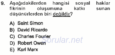 Temel İnsan Hakları Bilgisi 1 2012 - 2013 Tek Ders Sınavı 9.Soru