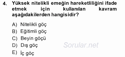 Çalışma Ekonomisi 2 2014 - 2015 Ara Sınavı 4.Soru
