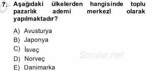 Çalışma Ekonomisi 2 2014 - 2015 Ara Sınavı 7.Soru
