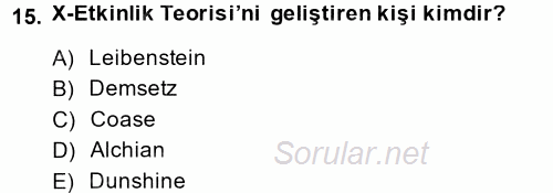 Kamu Ekonomisi 1 2013 - 2014 Tek Ders Sınavı 15.Soru