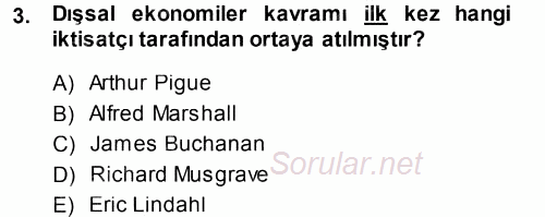 Kamu Ekonomisi 1 2013 - 2014 Tek Ders Sınavı 3.Soru