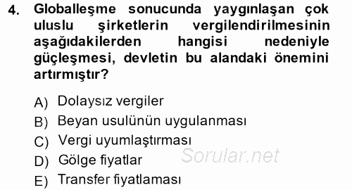 Kamu Ekonomisi 1 2013 - 2014 Tek Ders Sınavı 4.Soru