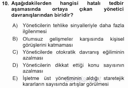 Kriz İletişimi Ve Yönetimi 2017 - 2018 Ara Sınavı 10.Soru