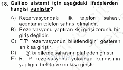Bilet Satış 2013 - 2014 Tek Ders Sınavı 18.Soru