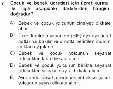 Bilet Satış 2013 - 2014 Tek Ders Sınavı 7.Soru