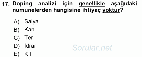 Temel Veteriner Farmakoloji ve Toksikoloji 2015 - 2016 Tek Ders Sınavı 17.Soru