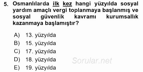 Hayat Sigortaları Ve Bireysel Emeklilik Sistemi 2016 - 2017 Ara Sınavı 5.Soru