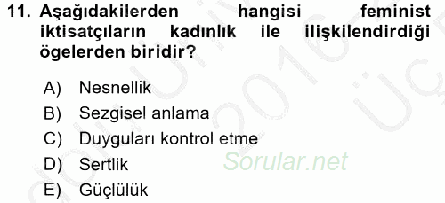 Ekonomi Sosyolojisi 2016 - 2017 3 Ders Sınavı 11.Soru