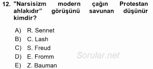 Ekonomi Sosyolojisi 2016 - 2017 3 Ders Sınavı 12.Soru