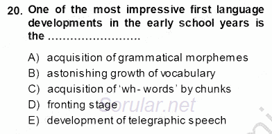Dil Edinimi 2013 - 2014 Ara Sınavı 20.Soru